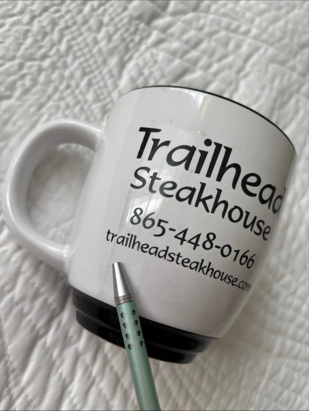 Townsend Smokey Mountains Black Bear Trailhead Steakhouse Coffee Mug black white